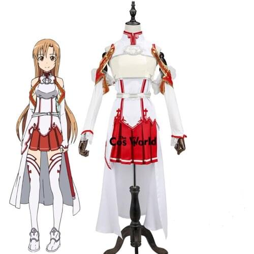 SAO Sword Art Online Yuuki Asuna Uniform Dress Outfit Anime Customize Cosplay Costumes