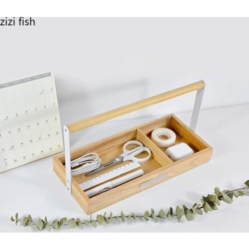Creative Rectangular Wooden Storage Tray with Portable Dressing Table Decoration Cosmetics Jewelry Watch Storage Box Home Decor