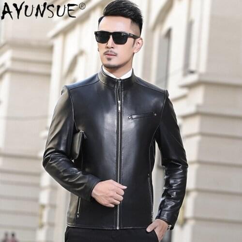 AYUNSUE 2020 New Mens Genuine Sheepskin Leather Jacket Men Clothing Autumn Coat Male Korean Style Clothes Ropa Hombre LXR855