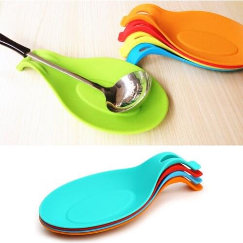 Baking Spoon Spoon Holder Soup Pad Random Color Food Grade Silicone Kitchen Tools Rest Heat Resistant