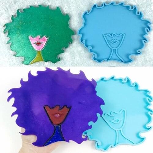 Lion Head Coaster Tray Epoxy Resin Mold Cup Mat Silicone Mould DIY Crafts Tool A0NF