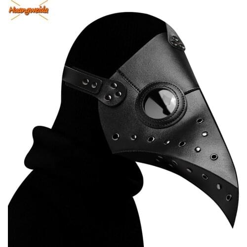 Plague Doctor Artificial Leather Mask for Woman Halloween Steampunk The Black Death Cosplay Steam Punks Middle Age Carnival Prop