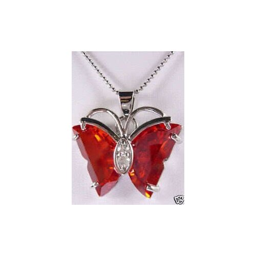 Lovely and cute red crystal butterfly Pendant Necklace