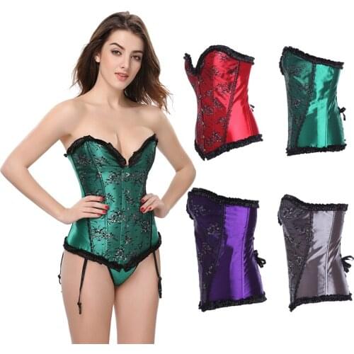 Fashion Women Floral Corset Bustier Sexy Lace Steampunk Clothing Gothic Corsets Size S-2XL Cheap Wholesale