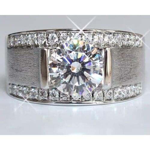 Handmade male Party ring 925 Sterling silver 7mm AAAAA Zircon cz Wire drawing Wedding Band Rings for men Statement Party Jewelry