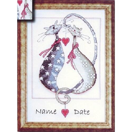 DIY Counted Cross Stitch Kits Embroidery Set Lover Cat Animal Cartoon European Home Decoration With Threads Needles Tools