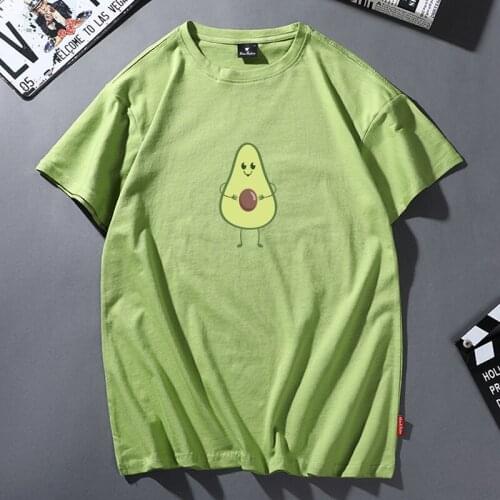 New Green T Shirt Women Cute Cartoon Avocado Print T-shirt Cotton Casual Basic Top Graphic Vegan Tshirt 2020 Funny Tee Shirt Men