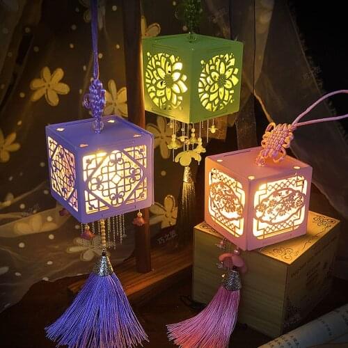 New DIY Wooden Dollhouse Chinese Palace Lantern With LED Light Doll House Assemble Lamp Box Toys Children Girl Birthday Gift