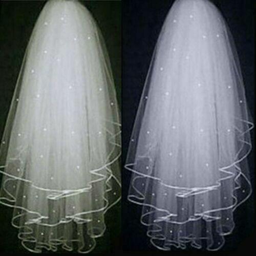 New Style Fresh Looking White\Ivory 3 Layer Wedding Veil Elbow Satin Edge Bridal Pearls Comb