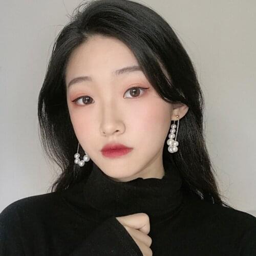 Wholesale S925 Silvery Needle Simple Drop-Shaped Ear Stud Sweet Pearl Chain All-match Long Earrings Female Wholesale