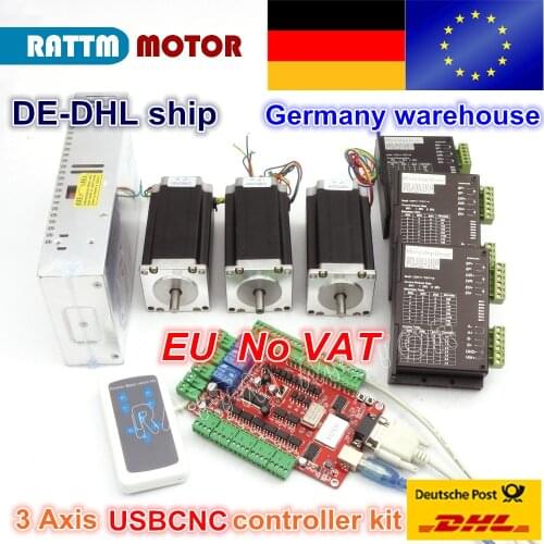 From DE/free VAT warehouse 3 aixs USBCNC NEMA23 425oz-in,112mm,3A (Dual shaft ) stepper motor & 2740C DRIVER CONTROLLER CNC kit