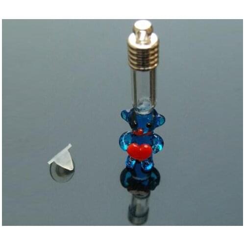10PCS 6MM Bear With Heart Name On Rice Vial Pendant Mini vials pendants necklace pendant