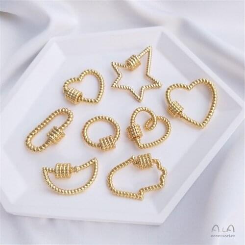 18K Gold Filled Screw thread, geometric, circular, love, five-pointed star, Moon turnbuckle pendant, DIY connection