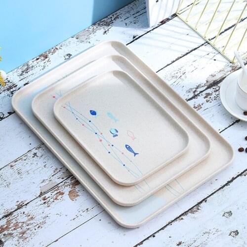 S/M/L Rectangle Plastic Multi-sizes Tea Breakfast Serving Trays Craft Plastic Platter Plate Tableware