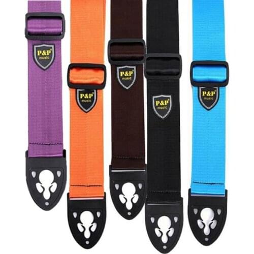 Guitar Strap Adjustable Pure Color Acoustic Electric Guitar Strap with Tail Nail Buckle 5 Colors Optional