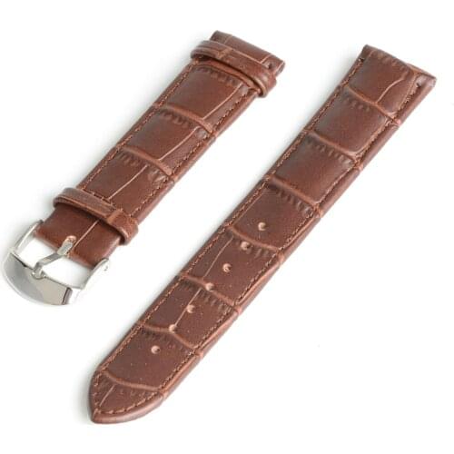 22mm Durable Brown Genuine Leather Watch Band Strap Alloy Buckle Watchband SB0521