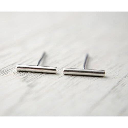 Shuangshuo Simple Minimalist Design Tiny Bar Earrings Fashion Jewelry Round Bar Stud Earrings For Women Geometric Earring ED079