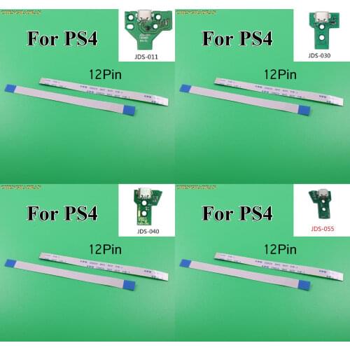 ChengHaoRan 2PCS Flex cable + 1x USB Charging Board Port for PS4 For Playstation 4 Controller JDS030 JDS001 JDS011 JDS040 JDS055