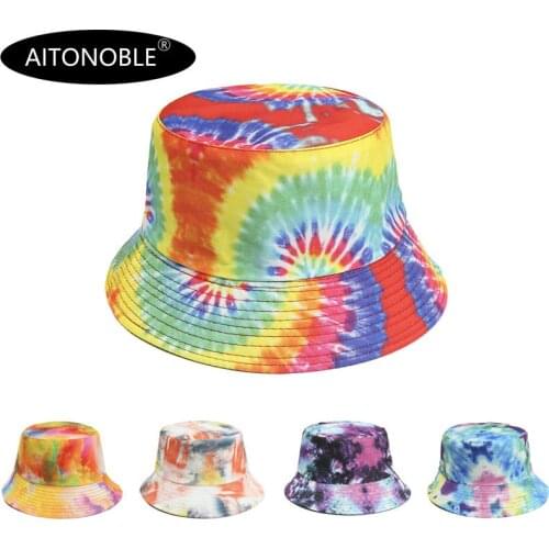 Aitonoble 2021 New Fashion Women Girls Bucket Hat Beach Sun Hat Outdoor Sports Travel Beach Caps Fishermen Hats Hip Hop Hat