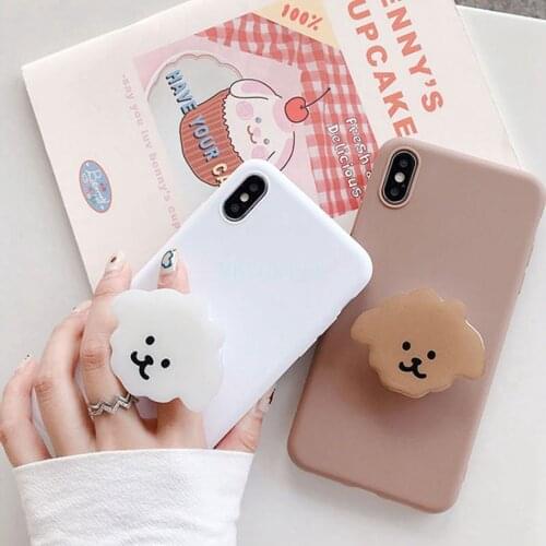 For iPhone 12 PRO 12 MINI Cute bear stand Phone Case For iPhone 11 Pro Max SE 2020 XS XR X 7 8 6s Plus silicone cartoon Cover