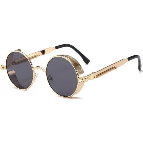 Shades for Women and Man 2020 Classic Steampunk Sunglasses Luxury Brand Retro Round Eyewear Metal Glasses Retro Vintage