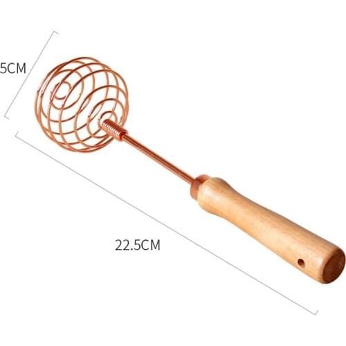 Hot Egg Whisk Kitchen Gadgets Spiral Stir Stick Baking Wood Handle Manual Whisk Tool