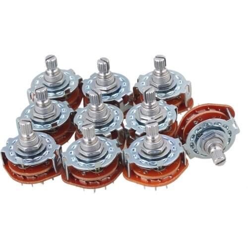 Yibuy 10x Chrome Band Rotary Switch 3P4T for Guitar Amplifier Audio Lamp Guitar Parts
