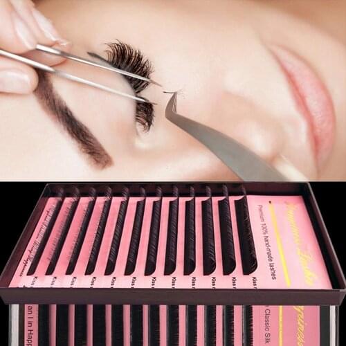 1 Tray/Lot Natural All Sizes Soft Individual Classic False Eyelash Extensions Makeup Mink Black Material C/D/D+ Curls