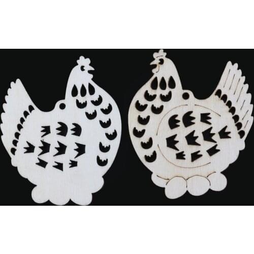 ANGRLY 10pcs Easter Ornaments Wooden Hanging Hens Decorations with Hemp Ropes Wedding Decoration Party Supplies Craft Supplies