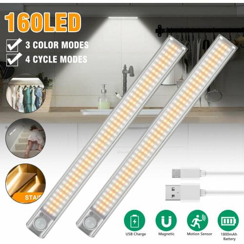 120LEDs LED Under Cabinet Light 160LEDs PIR Motion Sensor Lamp for Wardrobe Cupboard Closet Kitchen Lighting Led Night Light