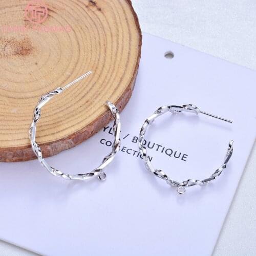 4PCS 32MM Brass Twist Stud Earrings High Quality Jewelry Findings Accessories