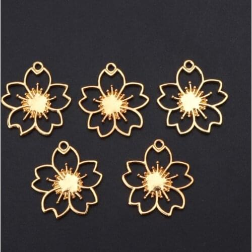 5Pcs Cherry Flower Blank Resin Frames Pendant Bezel Setting Resin Jewelry Making