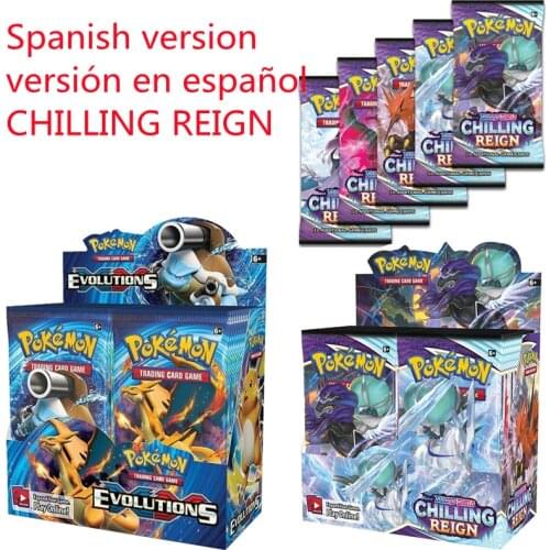 5 styles Pokemon Cards in Spanish Unified Minds Chilling Reign Evolutions Battle Cards Pokémon Collection Español Children Toys