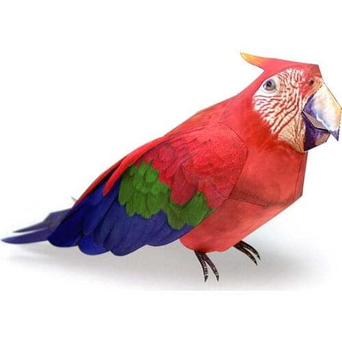 Macaw Psittacidae Parrot Bird Paper Model Realistic Animal Mini Cute 3D Papercraft DIY Kids Adult Handmade Craft Toys WE-013