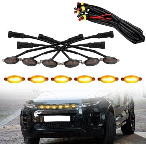 Car Eagle Eye Light LED Amber Grille Lighting Kit 12V Front Grille Lighting 6 SMD 3030 Universal