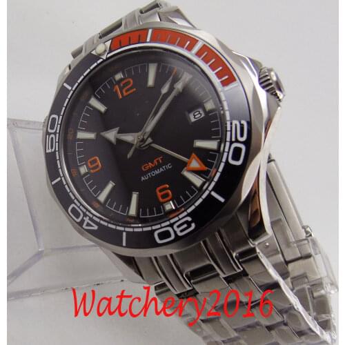 BLIGER Design Brand Luxury Men Watches Automatic Sterile Dial Watch Stainless Steel Sapphire GMT Business Mechanical Wristwatch