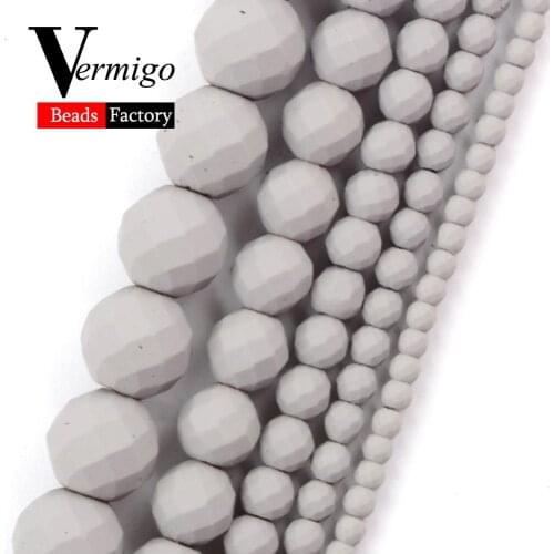 Wholesale Natural Light Gray Nanotech Rubber Faceted Hematite Beads For Jewelry Making Beads For Bracelets Necklaces Accessories