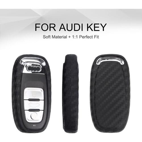 Silica Gel Carbon Fiber Car Key Case Cover For Audi TTS SQ5 R8 TT MK3 8S A1 A2 A3 8V 8P A4 B7 B9 A5 A6 C6 Q7 Q8 Key ring Styling
