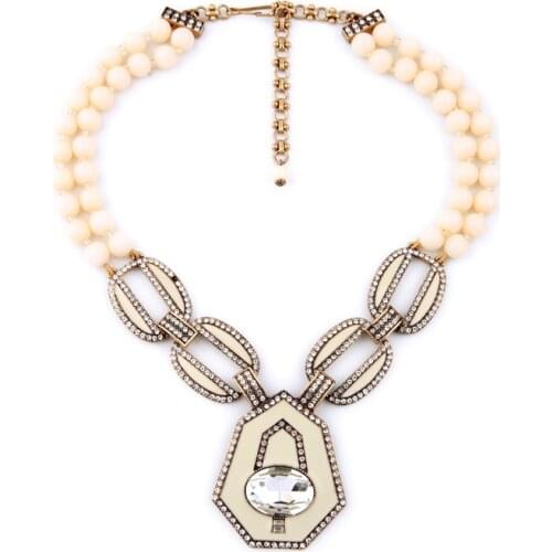 Hyperbole Fashion Beads Chain Geometric Enamel Necklace Wholesale My Orders Birthday Gifts Choker Necklace