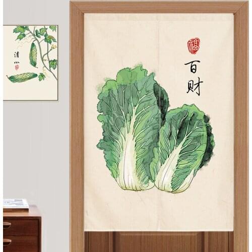 Chinese style cotton and linen fabric door curtain kitchen dining room compartment partition bedroom bathroom decoration