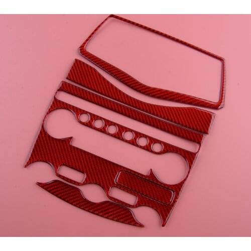 1 Set Carbon Fiber Red Central Console Panel Cover Trim Fit for Nissan 370Z 2009 2010 2011 2012 2013 2014 2015 2016-2019 2020
