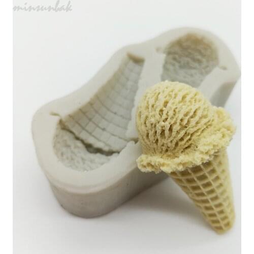 Minsunbak 3D Ice Cream Shape Silicone Mold Sugarcraft DIY Chocolate Baking Tools Cake Fondant Decoration