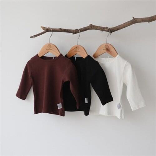 Fashion Solid Color 2021 Kids Baby Girls Clothes Cotton Long Sleeve T Shirts for Children Girls Autumn Spring Baby Clothing