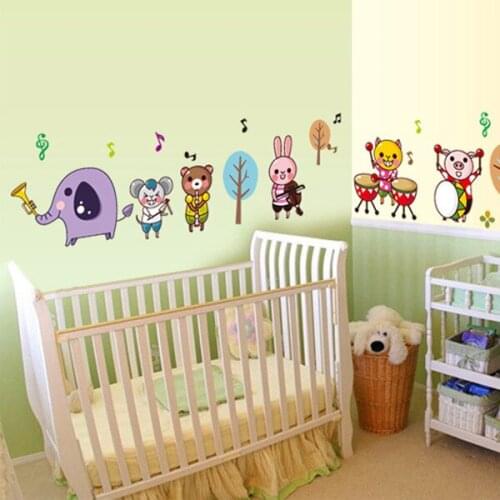 Safari wall sticker child role of children diy adhesive art mural picture Animal Rock Band removable vinyl wallpaper AY7155