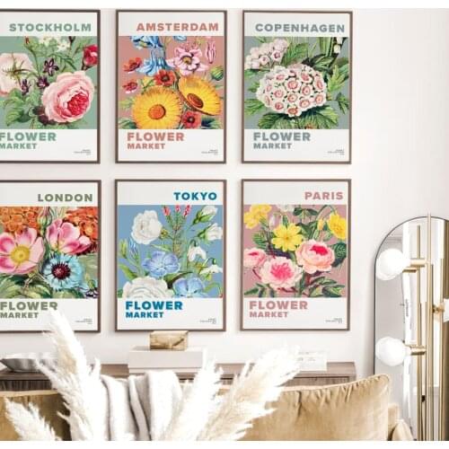 Peony Sunflower Dianthus Flower Market Wall Art Canvas Painting Nordic Posters And Prints Wall Pictures For Living Room Decor