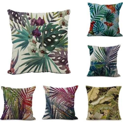 Tropical Plant Cushion Cover Linen Sofa Pillow Pillow Cover Car Cushion Cover Modern And Beautiful Invisible Zipper Super