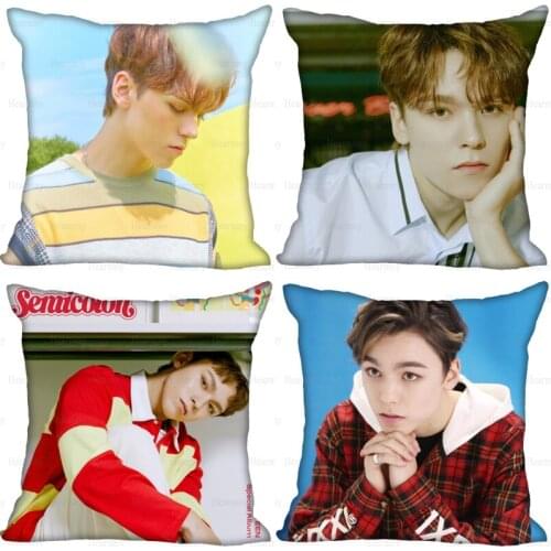 Seventeen VERNON Pillow Cover Bedroom Home Office Decorative Pillowcase Square Zipper Pillow Cases Satin Soft No Fade 0512508