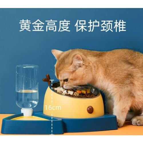 New Cat Bowl Double Bowl Food Bowl Small And Medium-sized Dog Automatic Drinking Bowl Anti-overturning Pet Supplies
