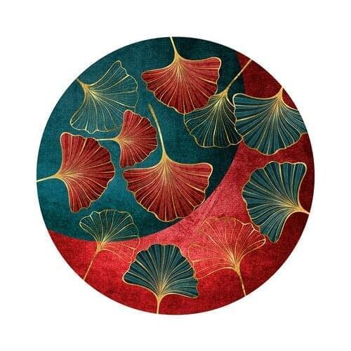 New Chinese Style Carpet Red Leaf Bird Art Deco Lving Room Bedroom Home Non-Slip Floor Mat