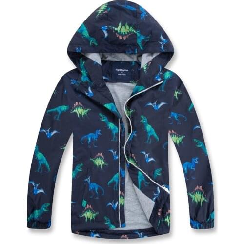 Autumn Spring New Printed Cartoon Cardigan Windproof Waterproof Jacket For Boys Children Outdoor Hooded Jacket Boys 4-12Y